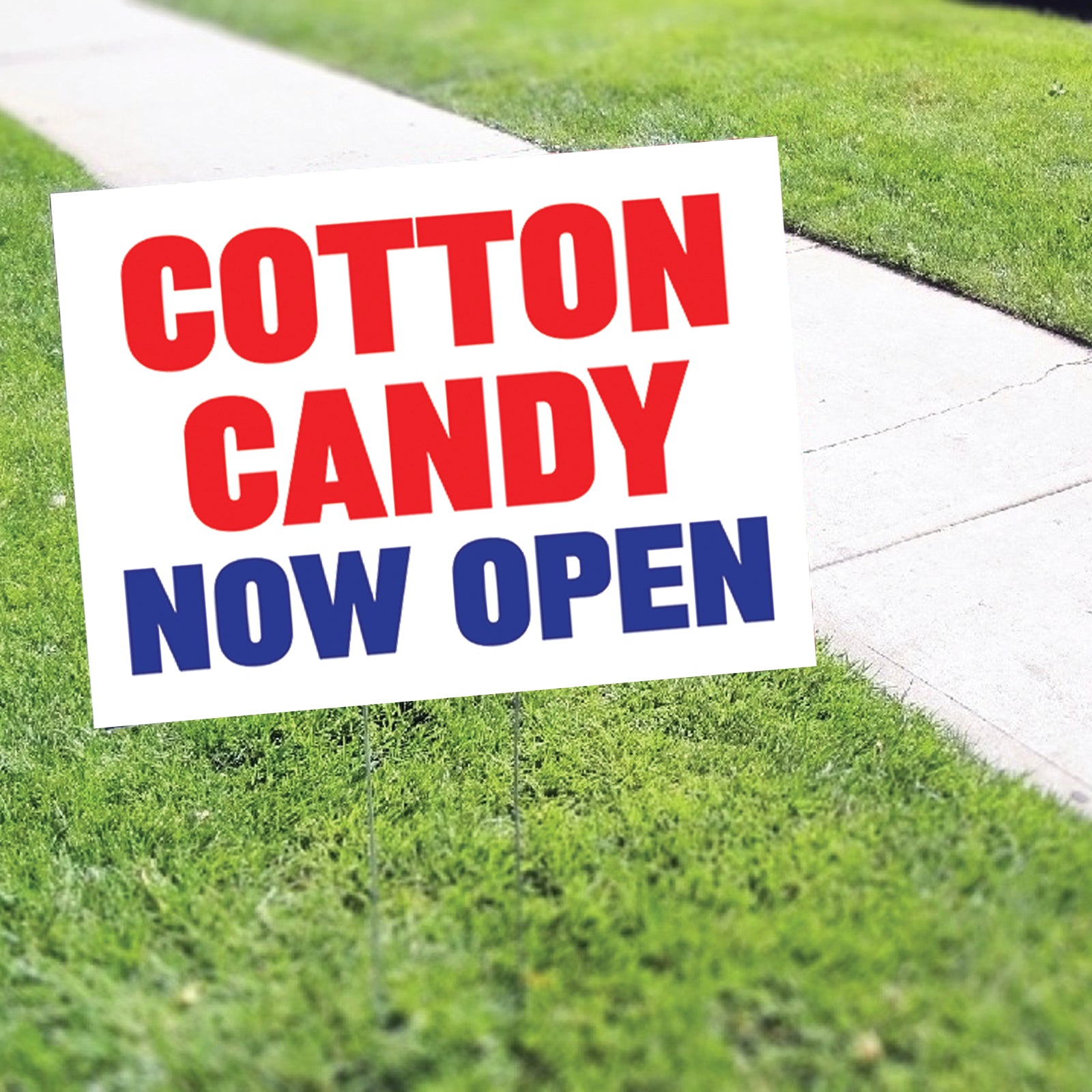 Open Sign Candy Cotton Candy Now Open Coroplast Yard Sign – Sign Fever