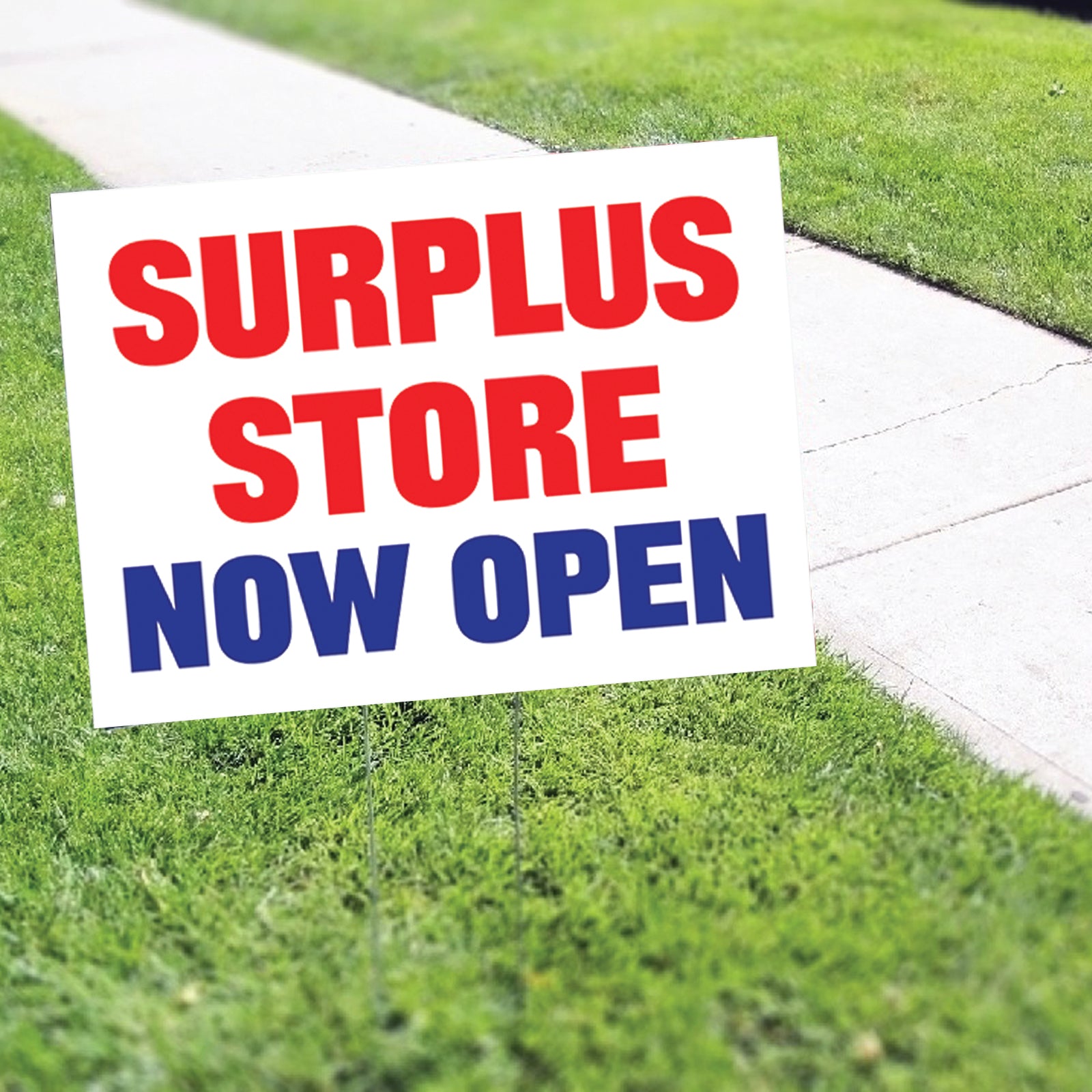 Surplus Store Now Open Coroplast Yard Sign – Sign Fever