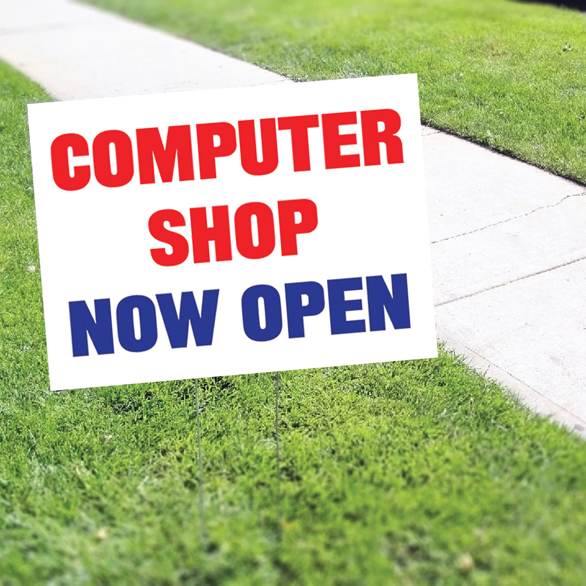 Computer Shopp Outer Sign Computer Shop Now Open Coroplast Yard Sign – Sign Fever