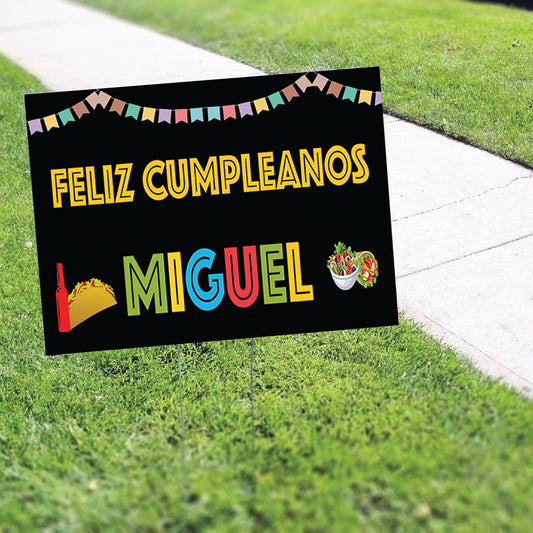 Feliz Cumpleanos Miguel Coroplast Yard Sign