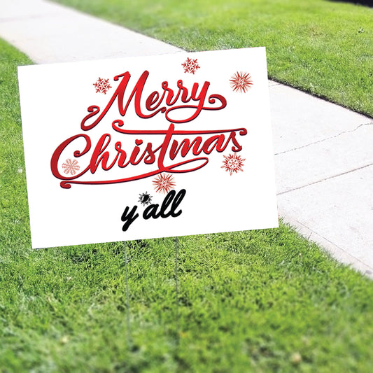 Merry Christmas y'all Coroplast Yard Sign