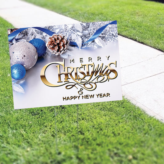 Merry Christmas And Happy New Year Coroplast Yard Sign