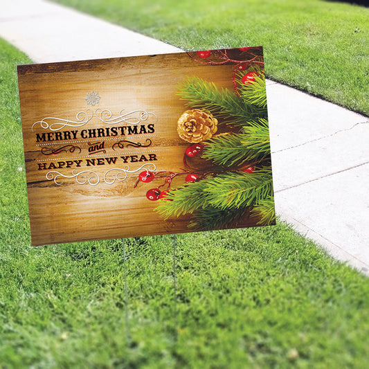 Merry Christmas And Happy New Year Coroplast Yard Sign