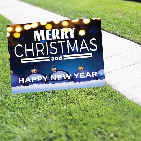 Merry Christmas And Happy New Year Coroplast Yard Sign