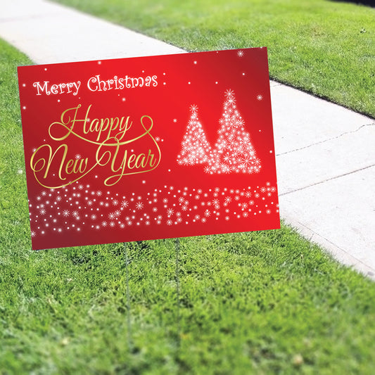 Merry Christmas And Happy New Year Coroplast Yard Sign