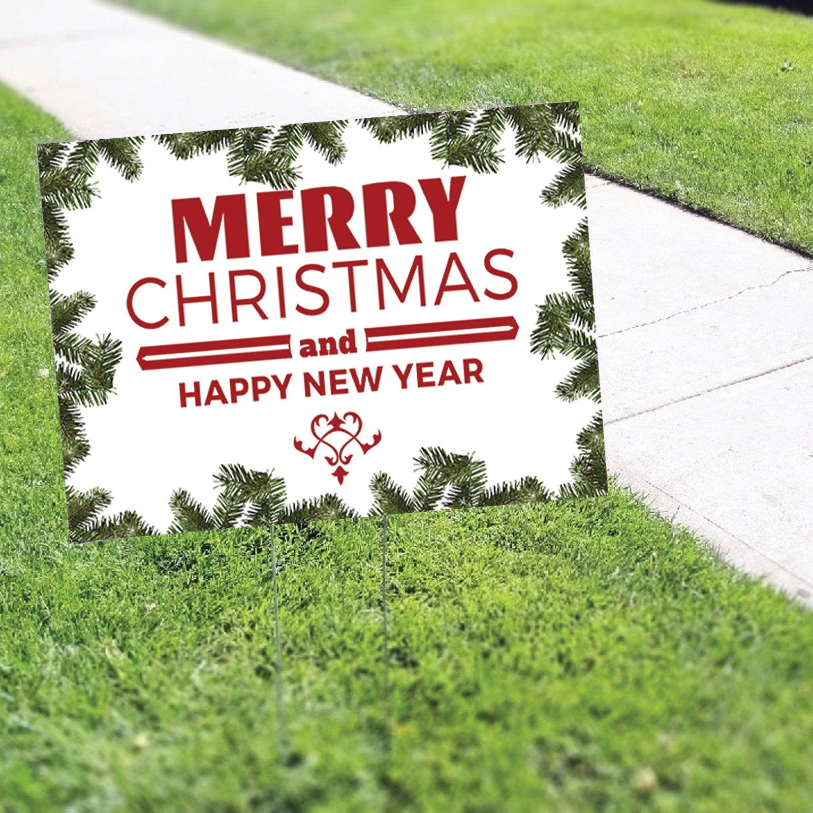 Merry Christmas And Happy New Year Coroplast Yard Sign