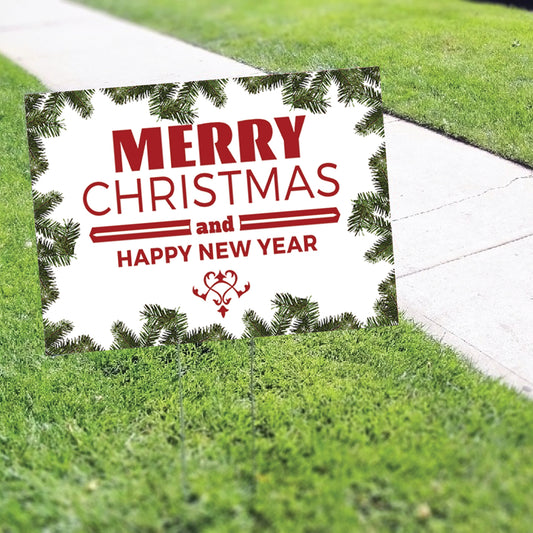 Merry Christmas And Happy New Year Coroplast Yard Sign