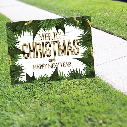 Merry Christmas And Happy New Year Coroplast Yard Sign