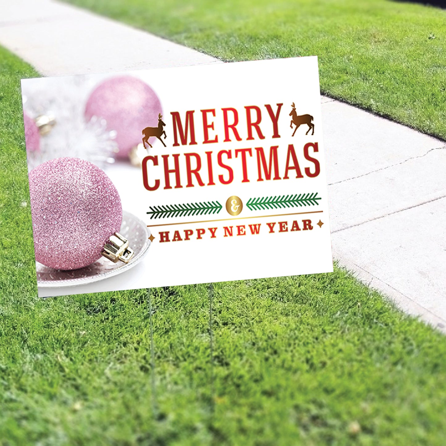 Merry Christmas And Happy New Year Coroplast Yard Sign