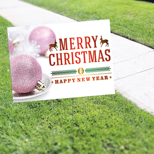 Merry Christmas And Happy New Year Coroplast Yard Sign