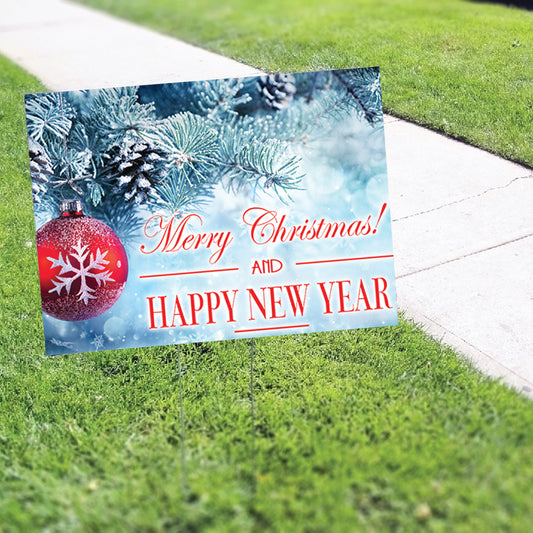 Merry Christmas And Happy New Year Coroplast Yard Sign