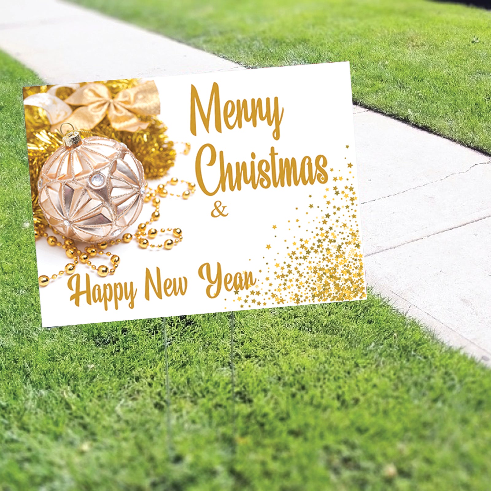 Merry Christmas & Happy New Year Coroplast Yard Sign