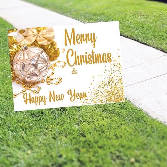 Merry Christmas & Happy New Year Coroplast Yard Sign