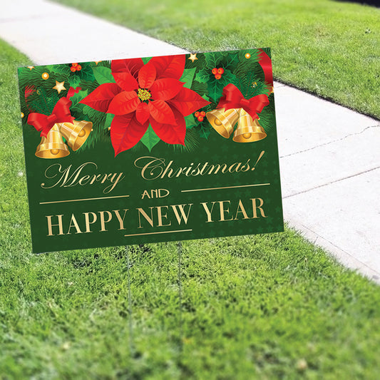 Merry Christmas & Happy New Year Coroplast Yard Sign