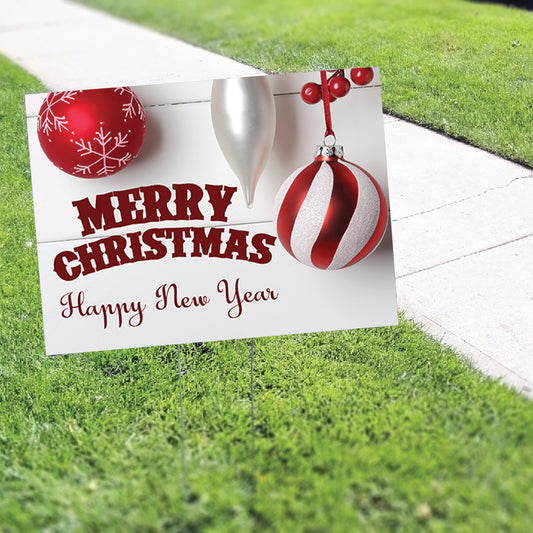 Merry Christmas & Happy New Year Coroplast Yard Sign