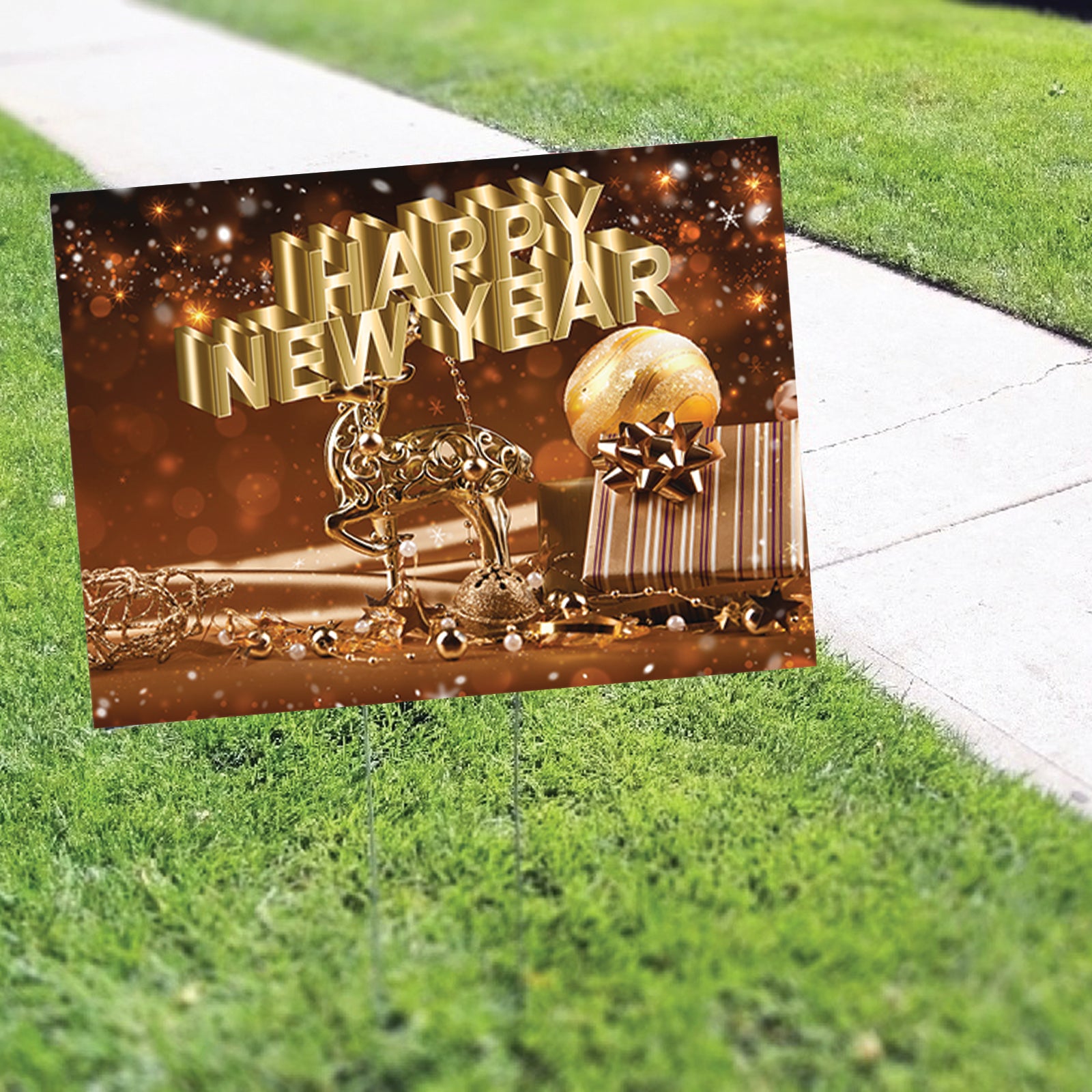 Happy New Year Coroplast Yard Sign