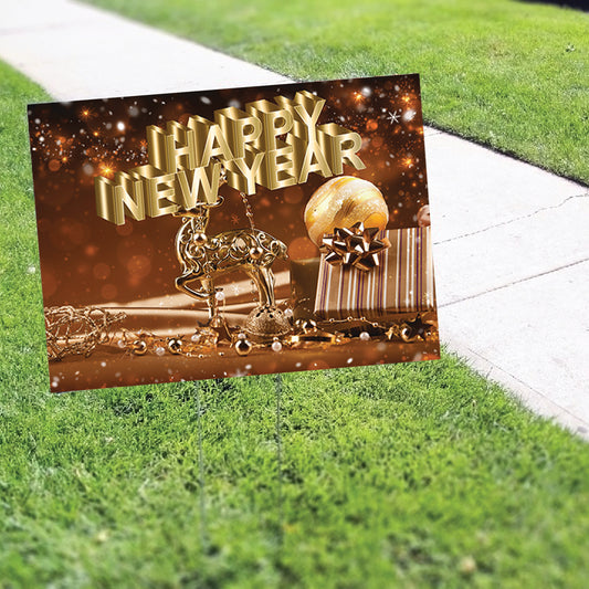 Happy New Year Coroplast Yard Sign
