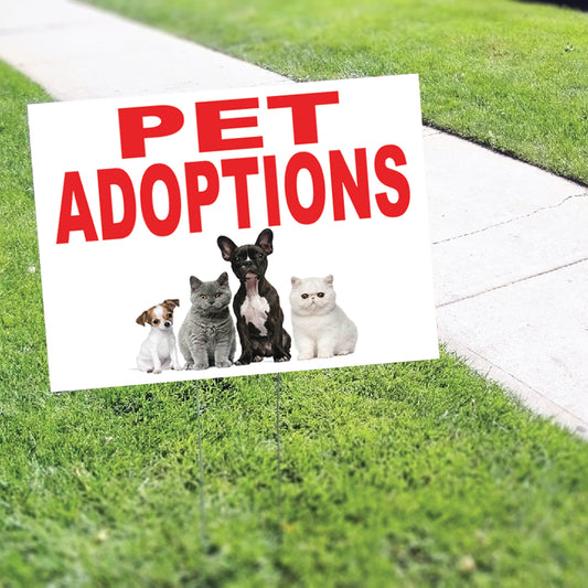 Pet adoptions coroplast yard sign