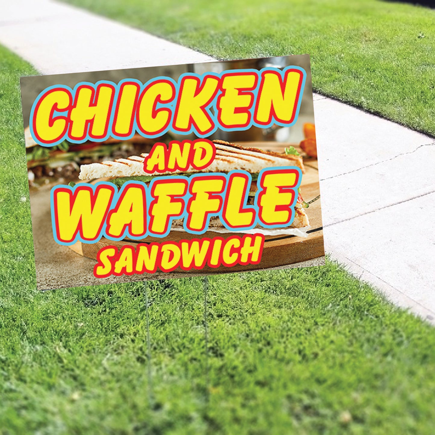 Chicken And Waffle Sandwich Coroplast Yard Sign