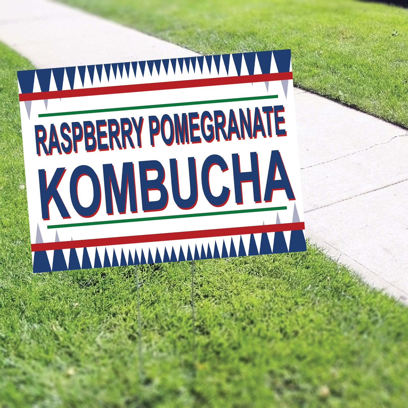 Raspberry pomegranate kombucha coroplast yard sign