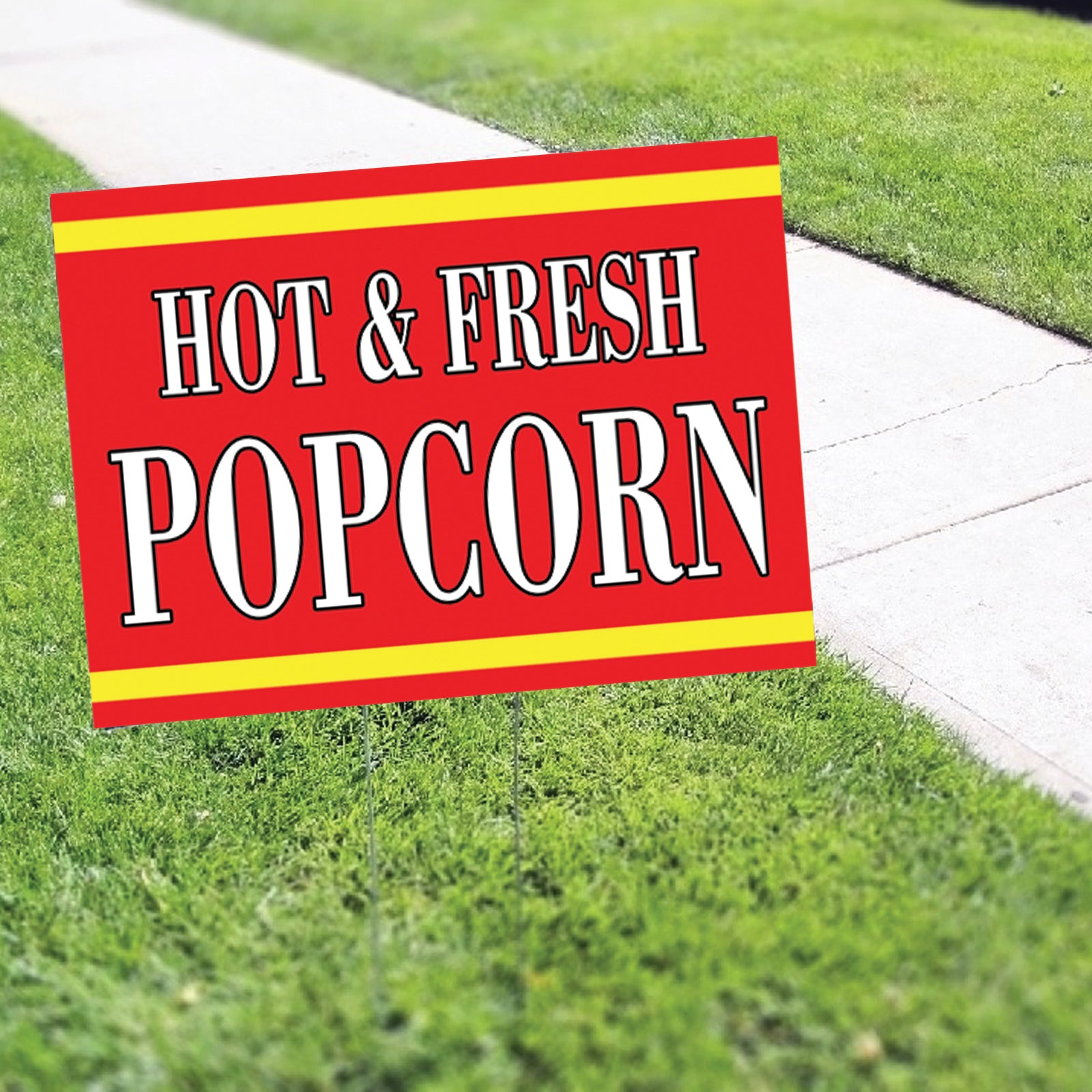 Hot & Fresh Popcorn Coroplast Yard Sign