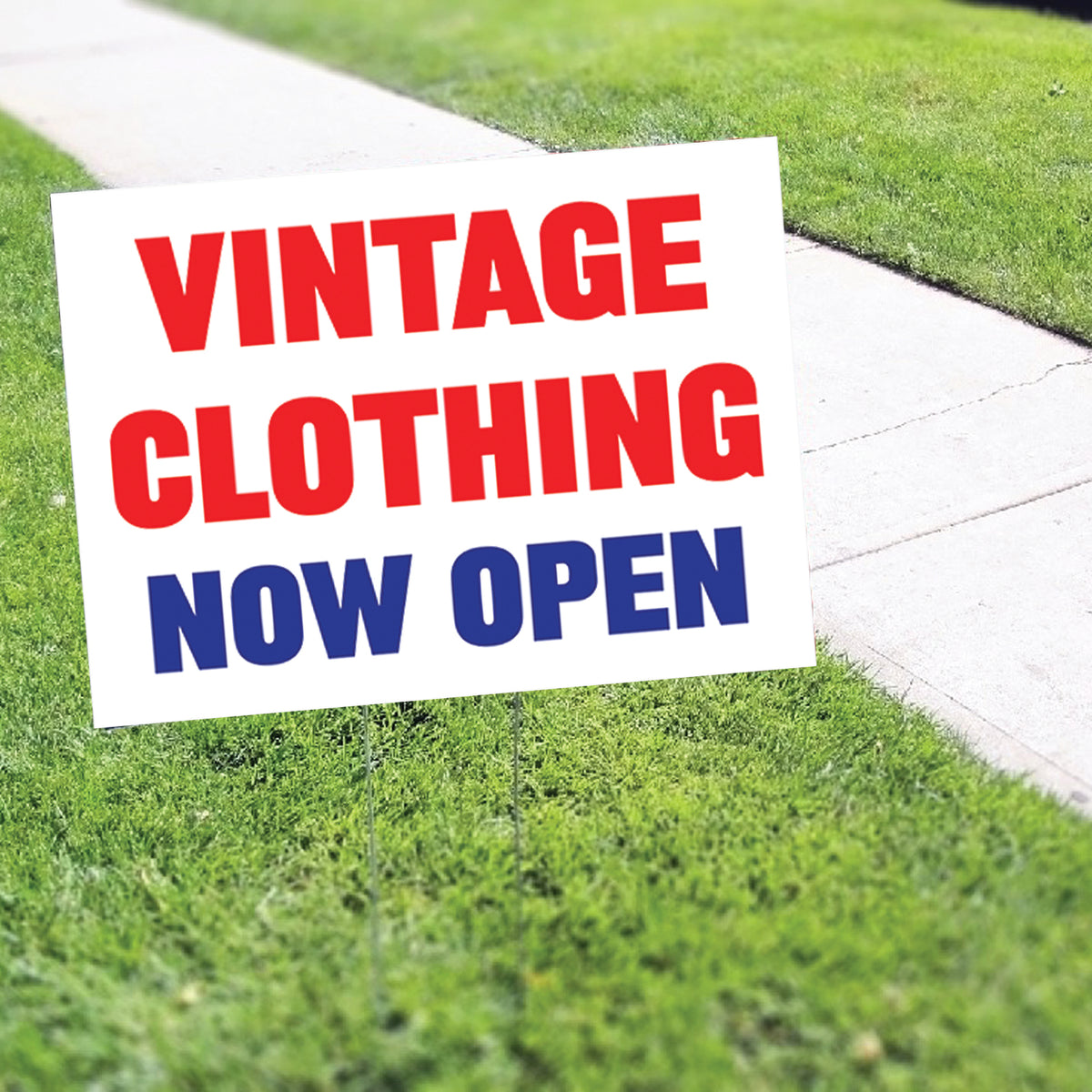 Vintage Clothing Now Open Coroplast Yard Sign – Sign Fever