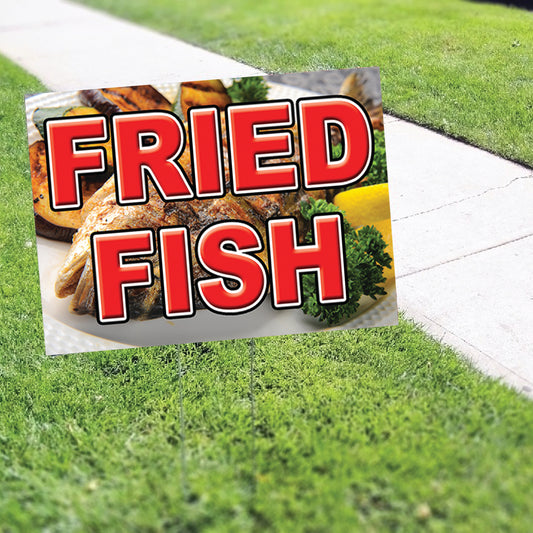 Fried Fish Coroplast Yard Sign