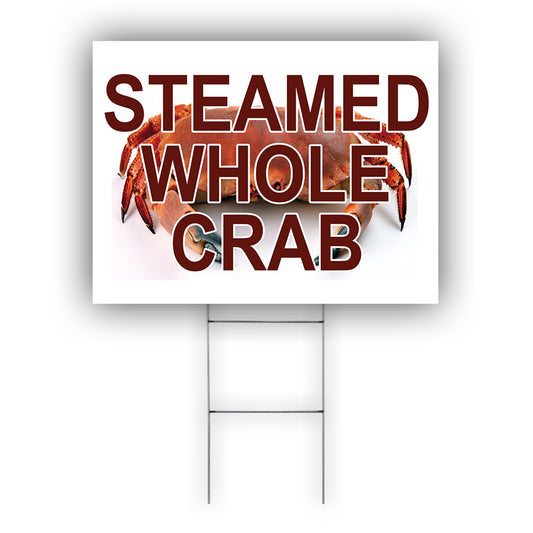 Steamed Whole Crab Coroplast Yard Sign