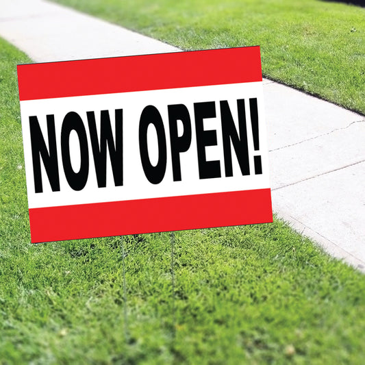 Now Open Coroplast Yard Sign