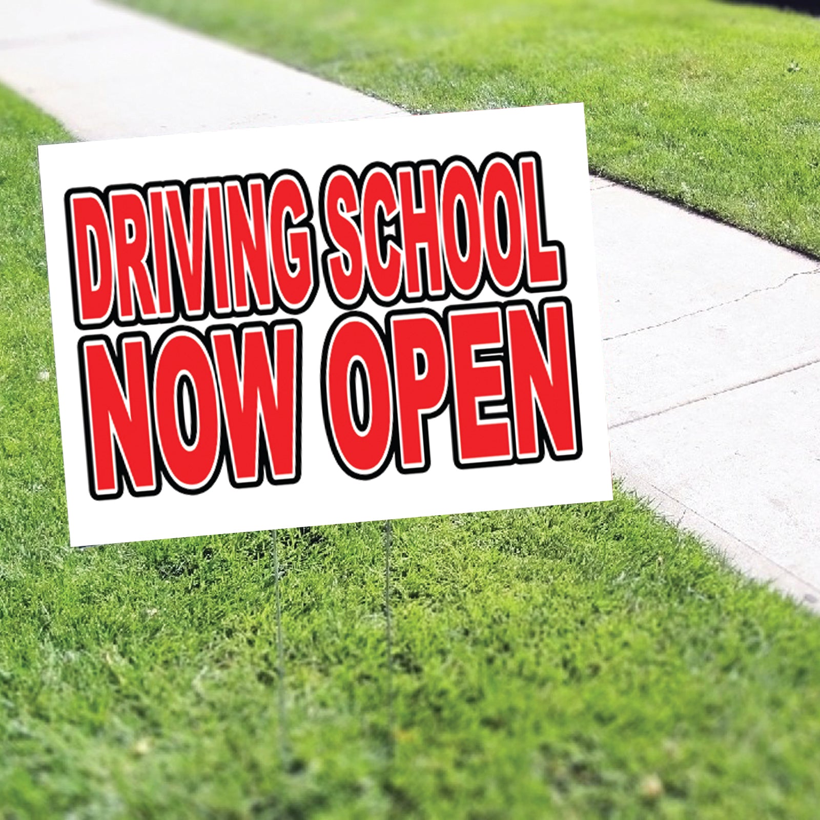 Driving School Now Open Coroplast Yard Sign