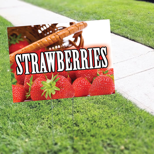 Strawberries Coroplast Yard Sign