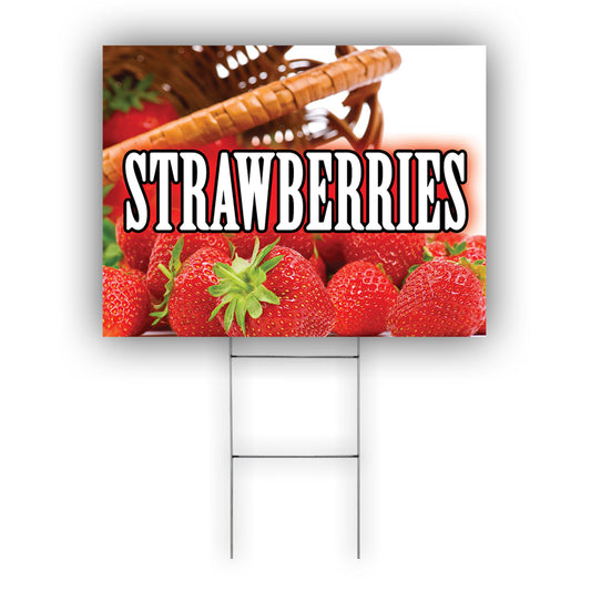 Strawberries Coroplast Yard Sign
