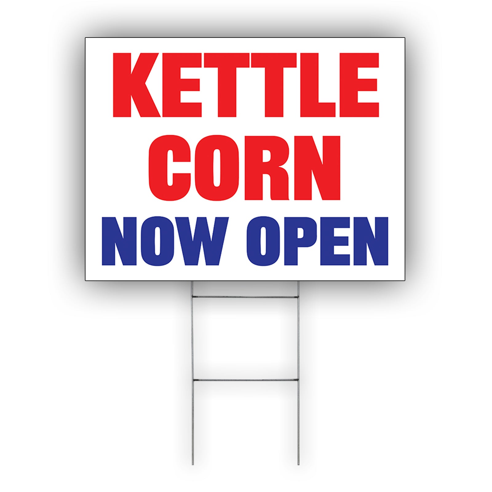 Kettle Corn Now Open Coroplast Yard Sign
