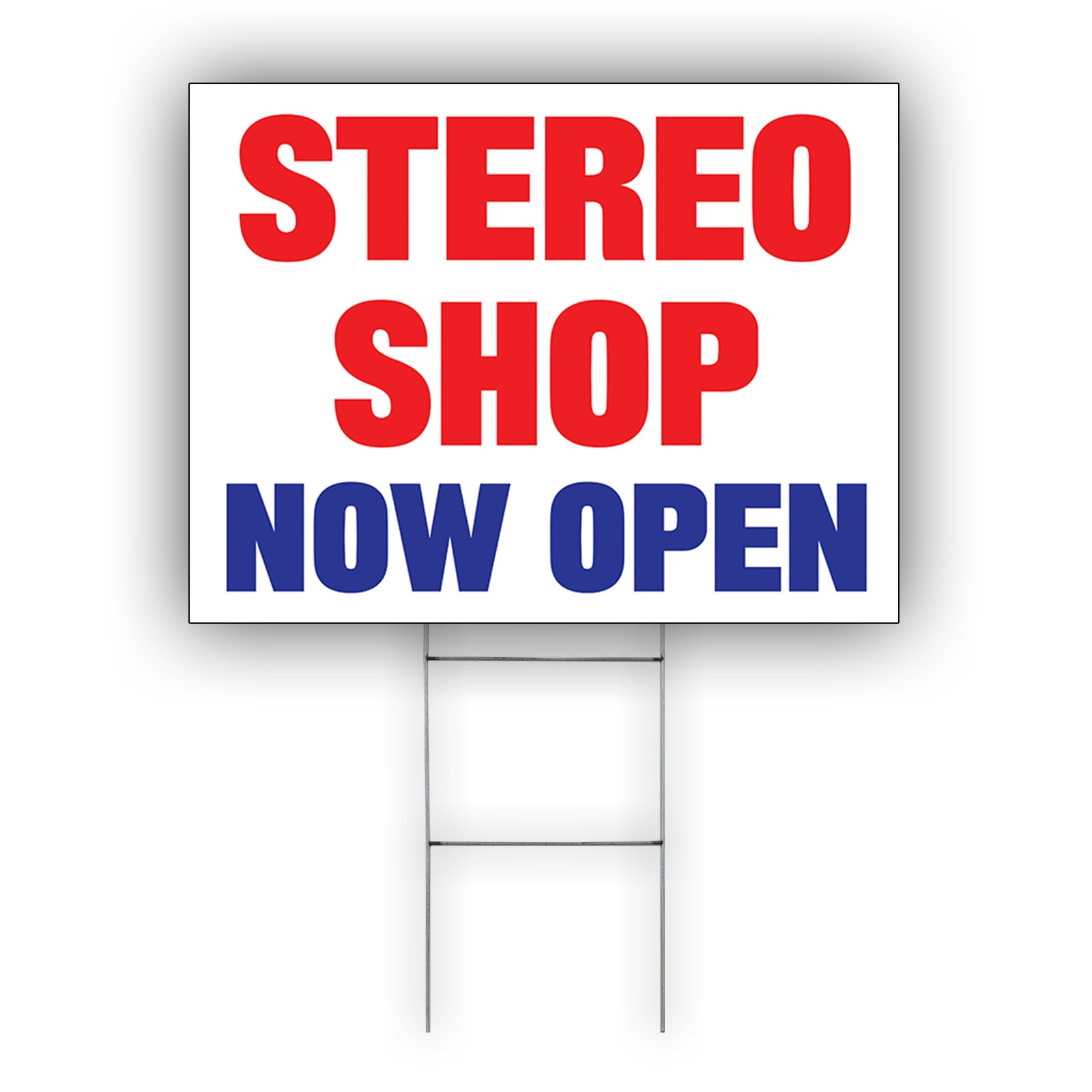 Stereo Shop Now Open Coroplast Yard Sign