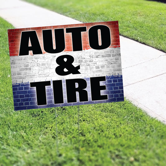 Auto And Tyre Coroplast Yard Sign