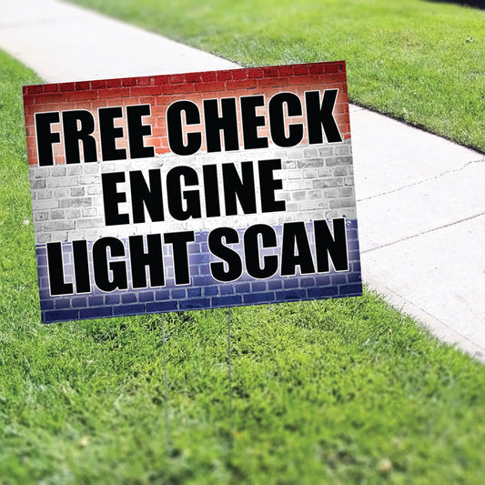 Free Check Engine Light Scan Coroplast Yard Sign