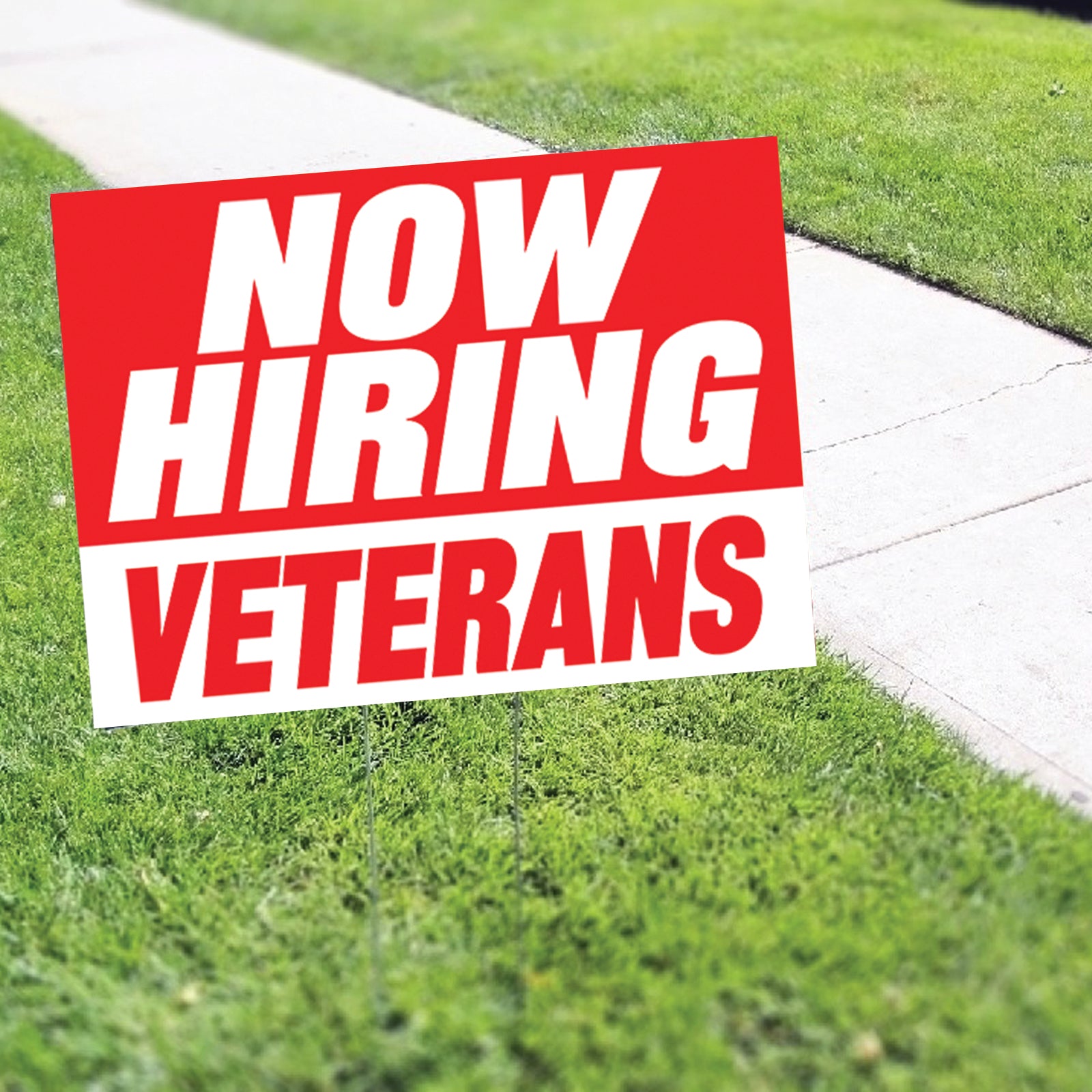 Now Hiring Veterans Coroplast Yard Sign