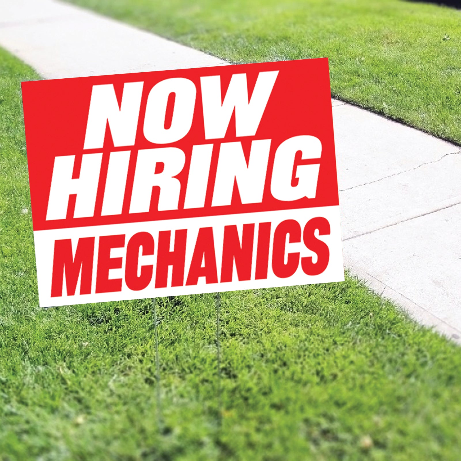 Now Hiring Mechanics Coroplast Yard Sign