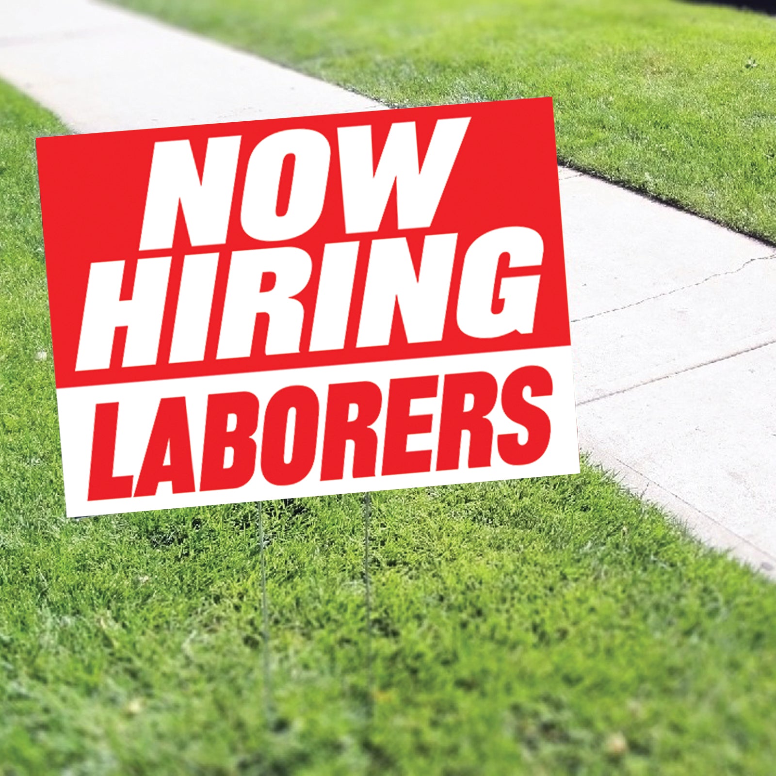 Now Hiring Laborers Coroplast Yard Sign - Sign Fever