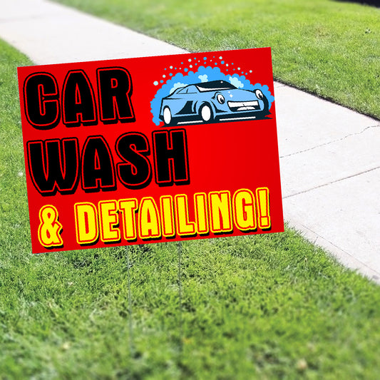 Car Wash And Detailing Coroplast Yard Sign