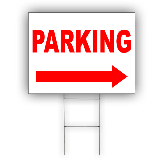 Parking Right Arrow Coroplast Yard Sign