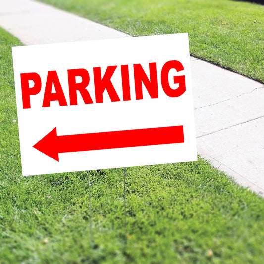 Parking Left Arrow Coroplast Yard Sign