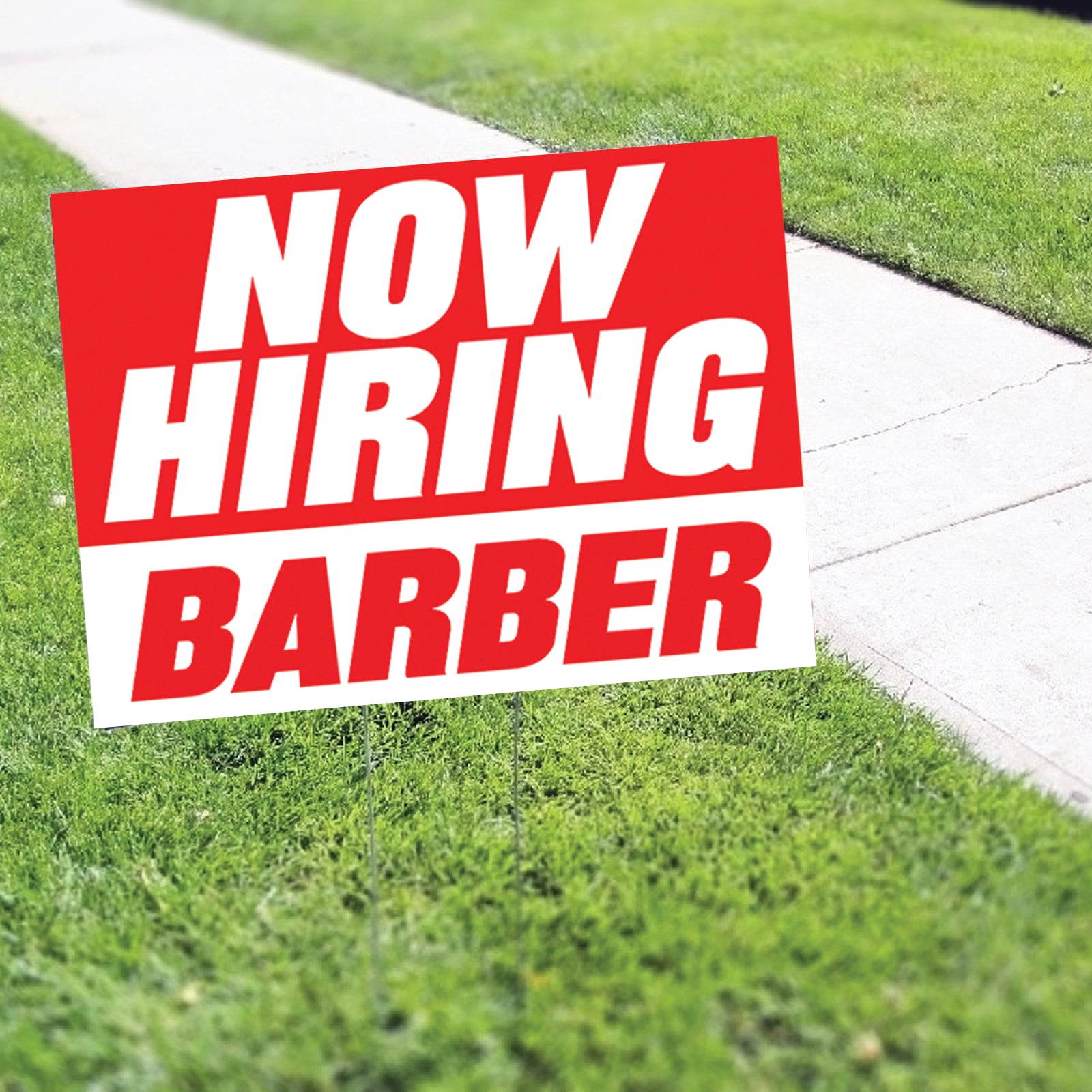 Now Hiring Barbers Coroplast Yard Sign