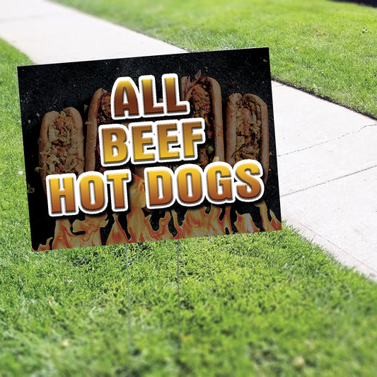 All Beef Hot Dogs Coroplast Yard Sign