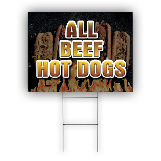 All Beef Hot Dogs Coroplast Yard Sign