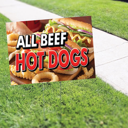 All Beef Hot Dogs Coroplast Yard Sign