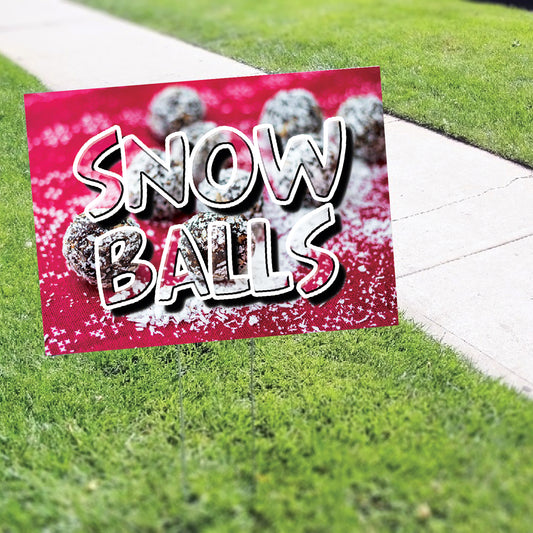 Snow Balls Coroplast Yard Sign