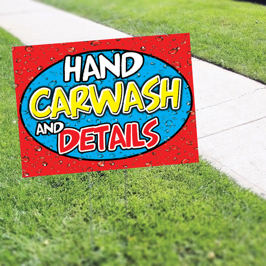 Hand Car Wash And Details Coroplast Yard Sign