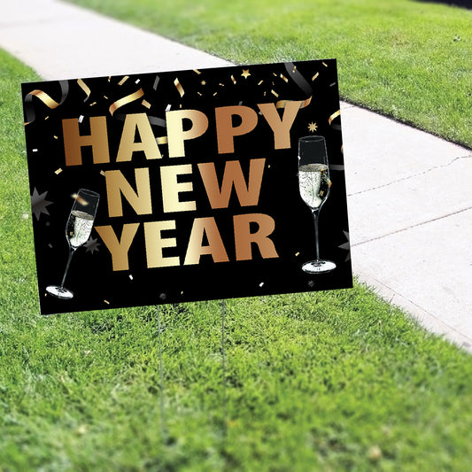 Happy New Year Coroplast Yard Sign