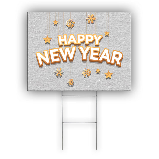 Happy New Year Coroplast Yard Sign